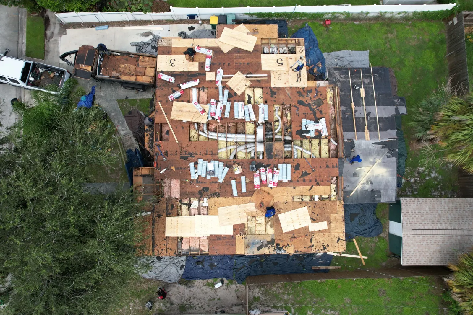 Before — Flat roof tear-off and new membrane install